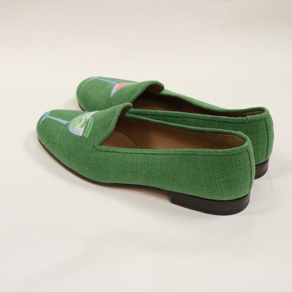 NEW Stubbs & Wootton Linen Size 7 Embroidered Cocktails Slippers - Picture 5 of 10